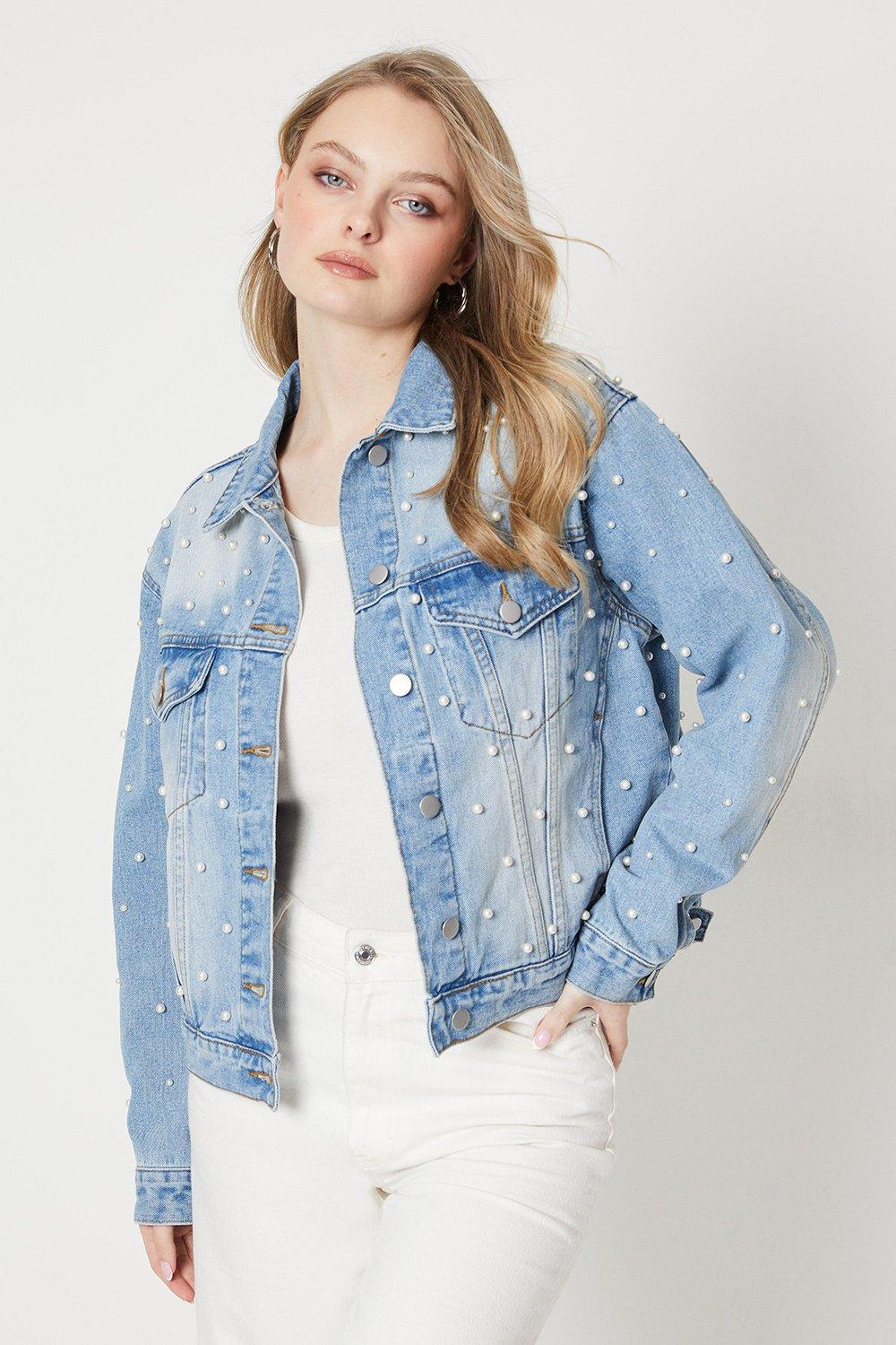 Denim jacket deals with pearls